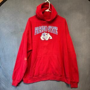 Vintage Jerzees Fresno State Bulldogs Red Hoodie 2X Made USA Mexico Russell